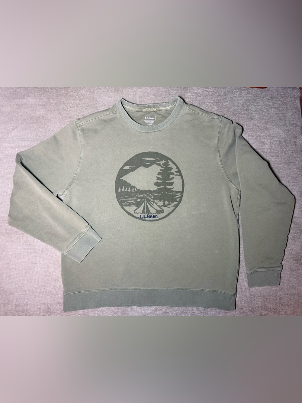 L.L. Bean Men's Sage Green Outdoor Graphic Crewneck Sweatshirt